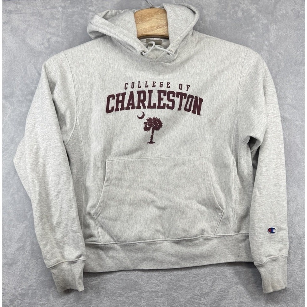 Champion Reverse Weave Hoodie SweatshirtCollege of Charleston Gray Women's M
